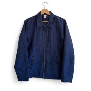 DORMAN NAVY BLUE SILVER ZIP UP JACKET WOMENS SIZE MEDIUM
